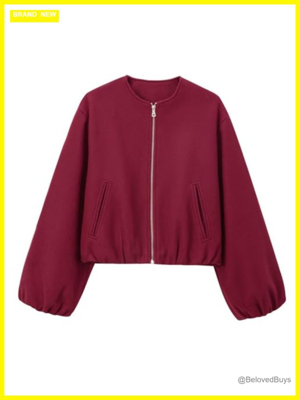 Women's Cropped Bomber Jacket Zip Up Loose Fit Casual Fall Outerwear